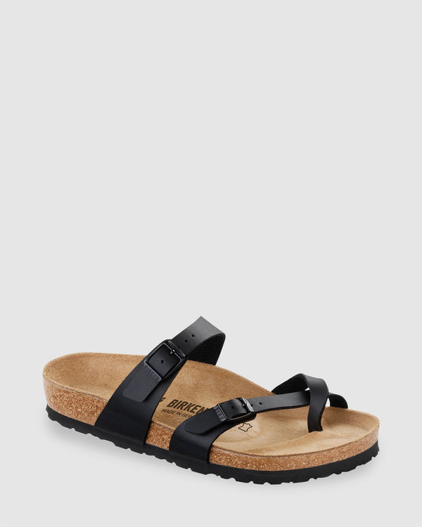 MAYARI BLACK BIRKO-FLOR NARROW SANDALS