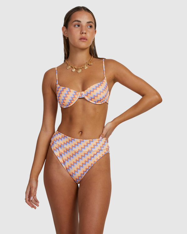 Womens Retro Waves High Rise Bikini Bottom